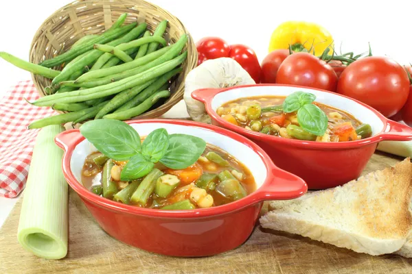 Minestrone with tomatoes — Stock Photo, Image