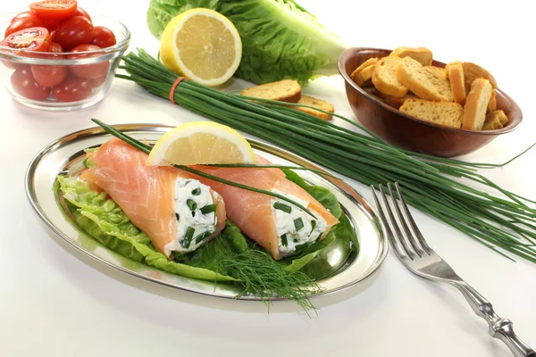 Gerookte zalm rollen — Stockfoto