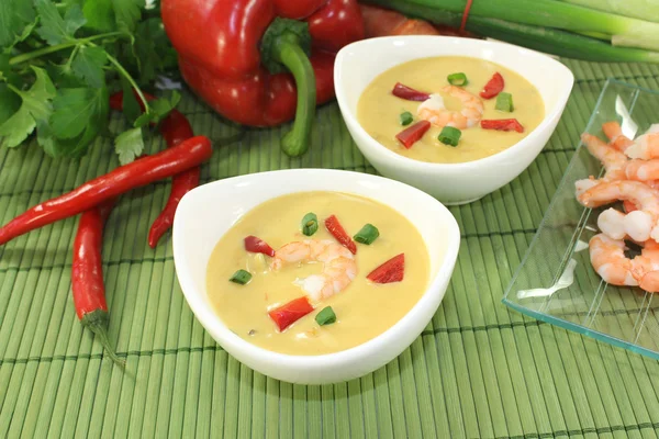Zuppa di curry con gamberetti e verdure — Foto Stock