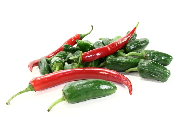 Green Pimientos with hot peppers — Stock Photo, Image