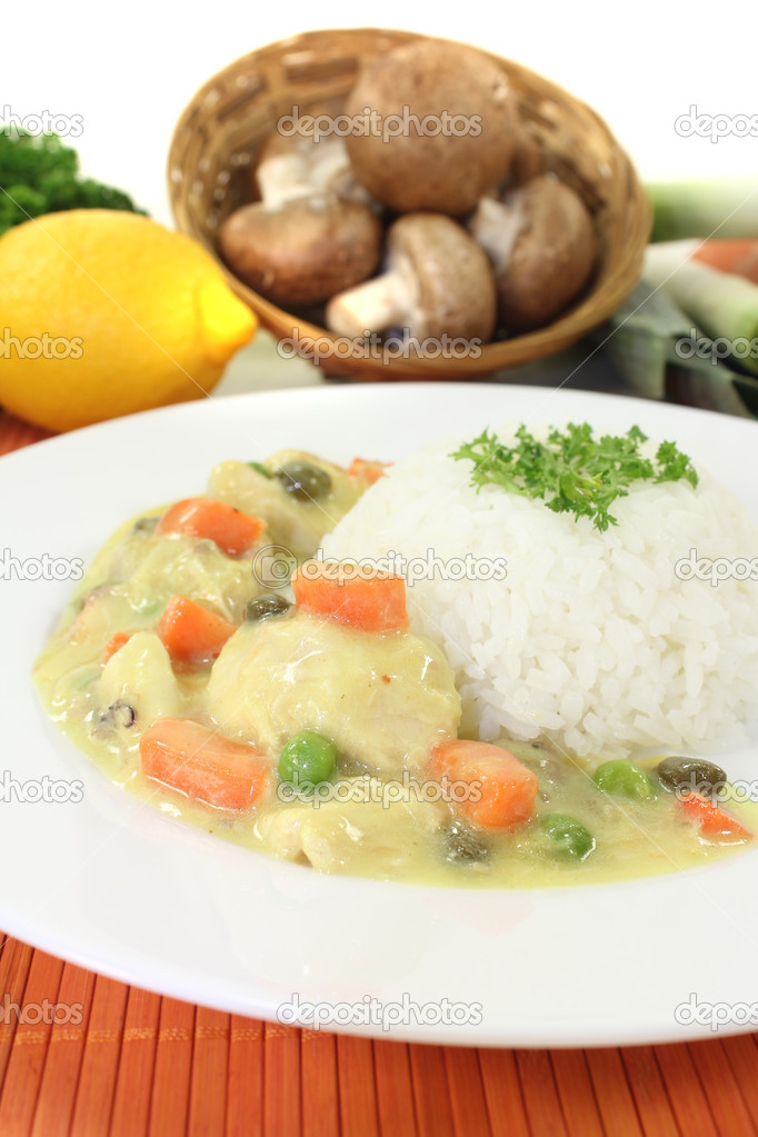 Chicken fricassee with capers