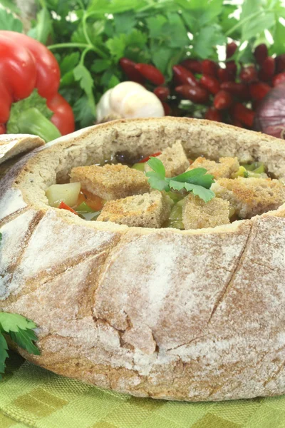 Kruton ekmek çorbası — Stok fotoğraf