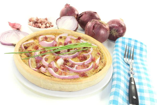 Onion tart with bacon — Stock Photo, Image