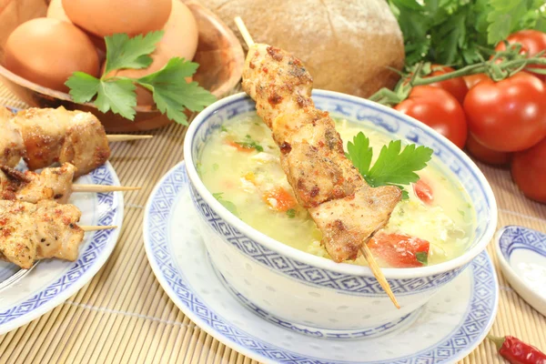 Asian Chicken soup with tomatoes — Stock Photo, Image