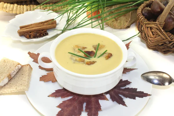 Fresh sweet chestnut soup — Stock Photo, Image