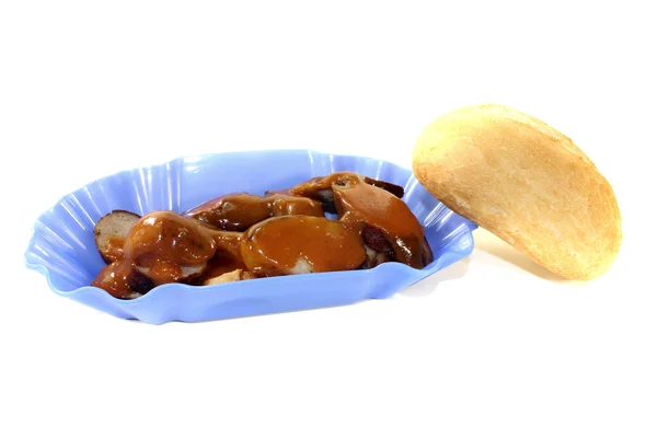 Currywurst with roll — Stock Photo, Image