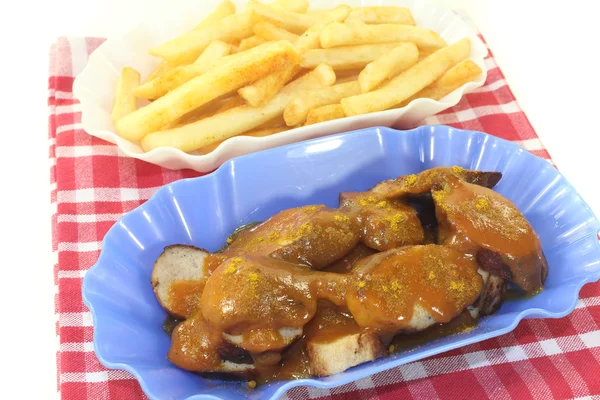 Currywurst con papas fritas — Foto de Stock