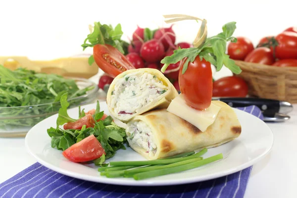 Cheese crepe rolls — Stock Photo, Image