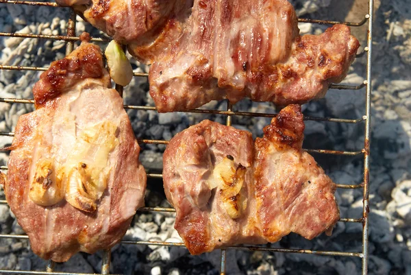Жареное мясо на барбекю — стоковое фото
