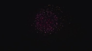 mavi renkli havai fişek, kırmızı, beyaz ve sarı patlamalar siyah arka plan gökyüzü.