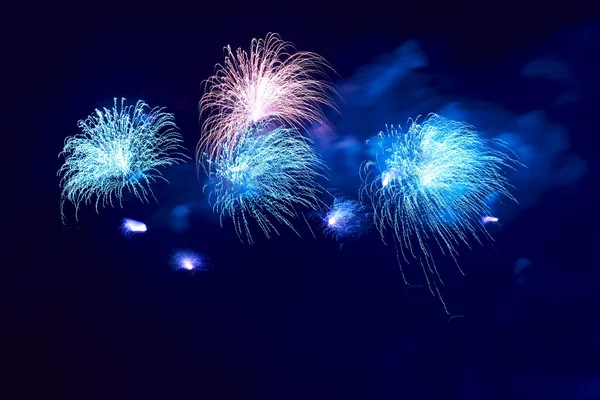 Blauwe kleurrijke vuurwerk — Stockfoto