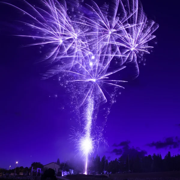Blue colorful fireworks — Stock Photo, Image