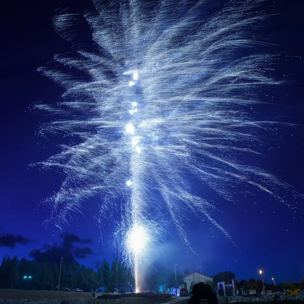 Blue colorful fireworks — Stock Photo, Image