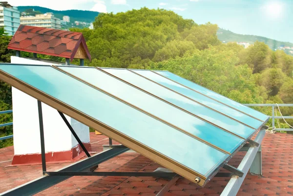 Sun Cells House Roof Green Sun Energy — Fotografia de Stock