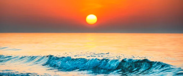 Sunset Sea Panorama Sun Sunset Sea Wave — Stock Photo, Image