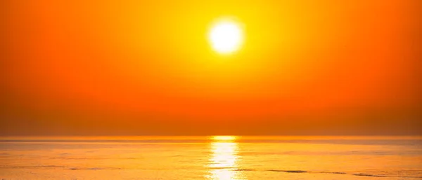 Zonsondergang Zee Panorama Zon Met Zonsondergang Zee — Stockfoto