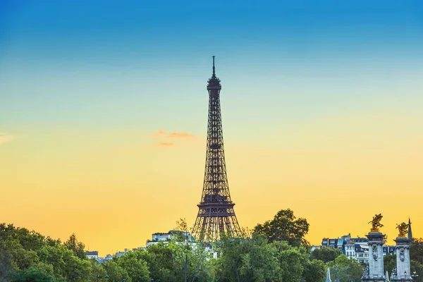 Eiffeltoren Parijs Panorama Zonsondergang Landschap Parijs Frankrijk — Stockfoto