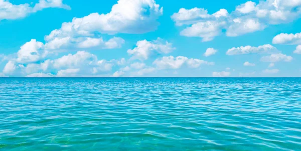 Sea Water Panorama Blue Sky White Clouds — 스톡 사진
