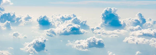 Blue Sky White Clouds Panorama Aerial View Plane Nature Blue — Stockfoto