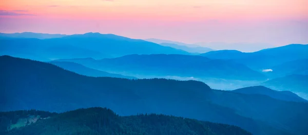 Sunset Mountains Panorama Landscape Hills Dramatic Sky — Foto de Stock