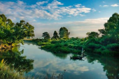 Suyun üzerindeki bulutlarla gece karanlığında gün doğumu