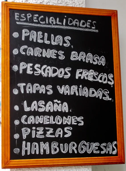 İspanyolca menü — Stok fotoğraf