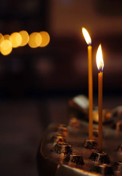 Candles in the orthodox georgian church — Stock Photo, Image