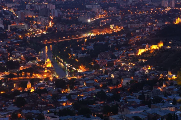 Tbilisi noc přehled — Stock fotografie