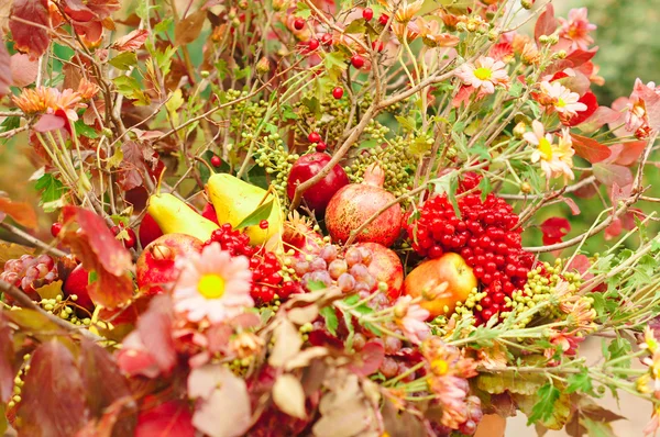 Autumn flowers and fruits — Stock Photo, Image