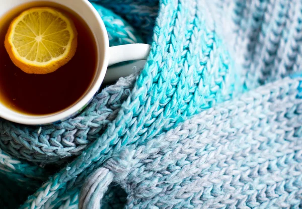 Taza de té caliente en el tiempo frío —  Fotos de Stock