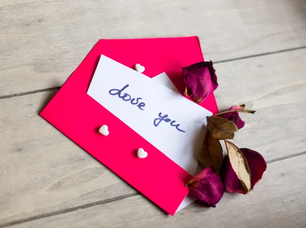 Love notes and envelope — Stock Photo, Image