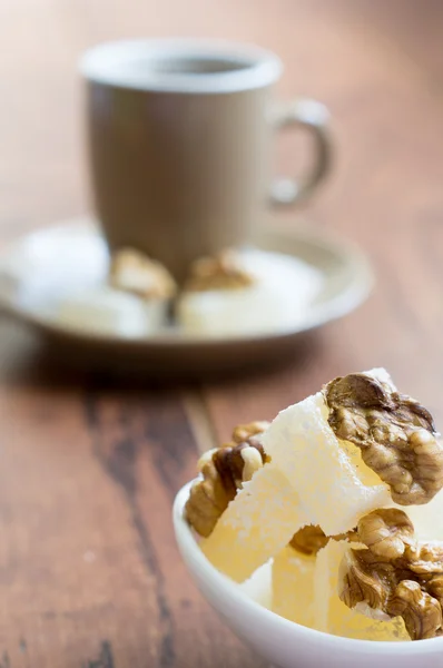 Cup of coffe and sweets — Stock Photo, Image