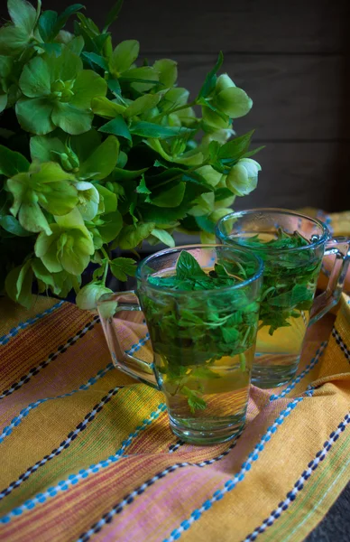 Lila ve nane çayı — Stok fotoğraf