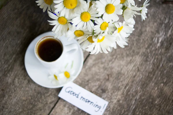 Daisy and coffee — Stock Photo, Image
