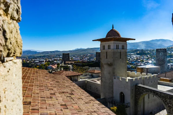 Vista Das Muralhas Fortificação Castelo Medieval Rabati Moderna Cidade Akhaltsikhe — Fotografia de Stock