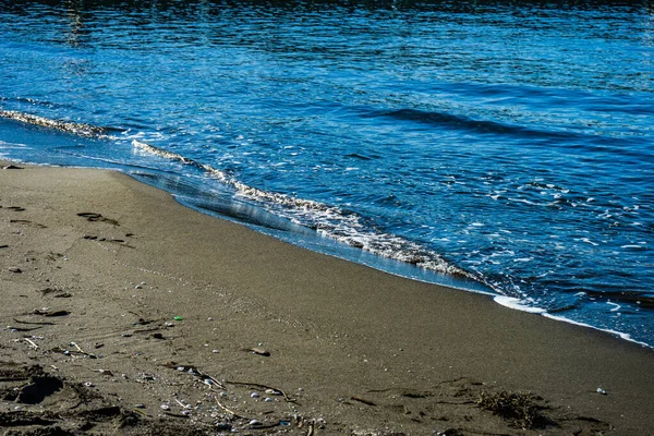 Black Volcanic Sand Beach Waves Black Sea Georgian Shore Shevketili — стокове фото