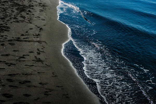 Playa Arena Volcánica Negra Olas Del Mar Negro Costa Georgiana — Foto de Stock