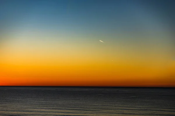 Solnedgång Georgiska Svarta Havet Strand Med Rosa Och Blå Himmel — Stockfoto