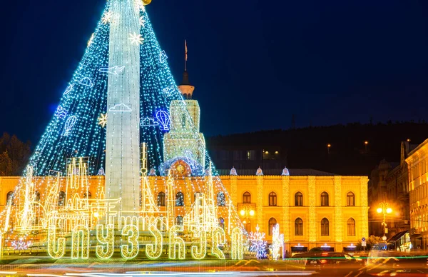 Aralık 2021 Tbilisi Georgia Gürcistan Başkenti Tiflis Noel Süslemesi — Stok fotoğraf