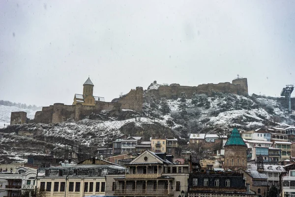 Pohled Staré Město Tbilisi Hradem Narikala — Stock fotografie