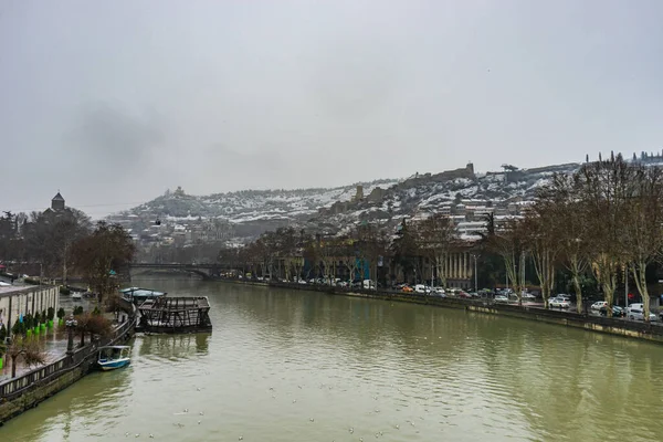 Old Town Tbilisi March Unusual Snow — Stock Photo, Image