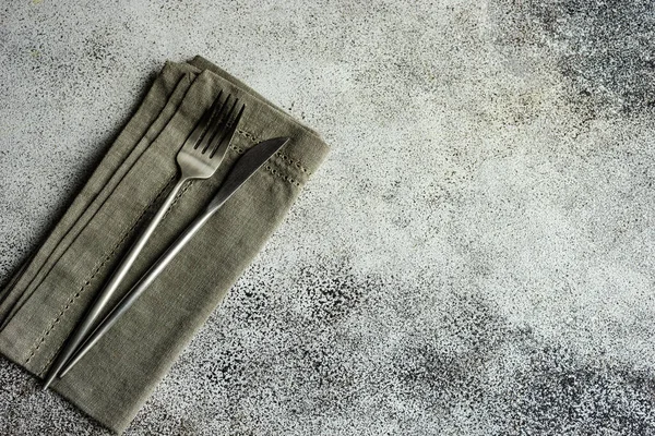 Minimlist Dinner Set Concrete Background — Stockfoto