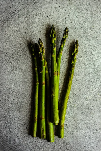 Concept Alimentaire Bio Avec Asperges Sur Table Pierre Avec Espace — Photo