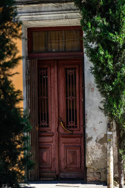 Portes Bois Sculptées Vintage Kala Partie Ancienne Capitale Géorgienne — Photo