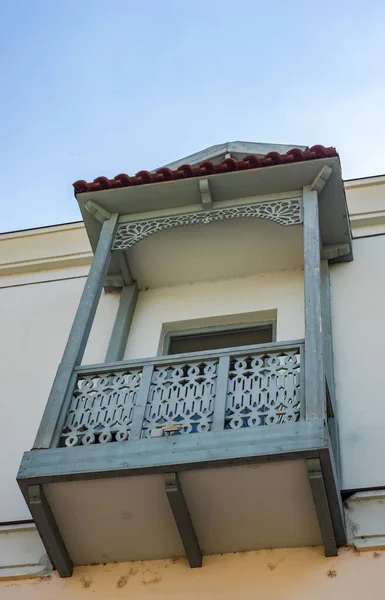 Carving Balconies Old Town Tbilisi Cityin Sunny Summer Day — Stockfoto