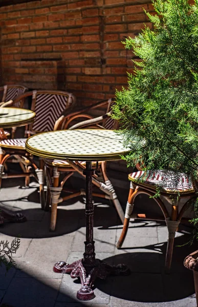 Outdoor Cafe Tiny Table Chairs Oldest Part Tbilisi Capital City — стокове фото