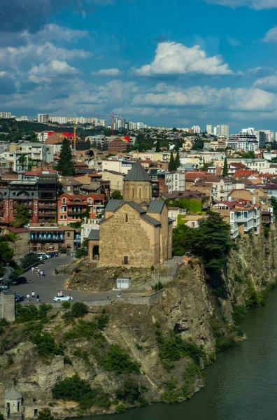 Famous Metekhi Church King Vakhtang Statue Old Town Tbilisi Georgia — Photo