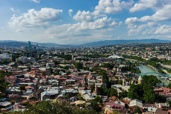 Tbilisi Cityscape Overview Old Town Medieval Architecture Downtown Modern Skyscarpers — Foto Stock