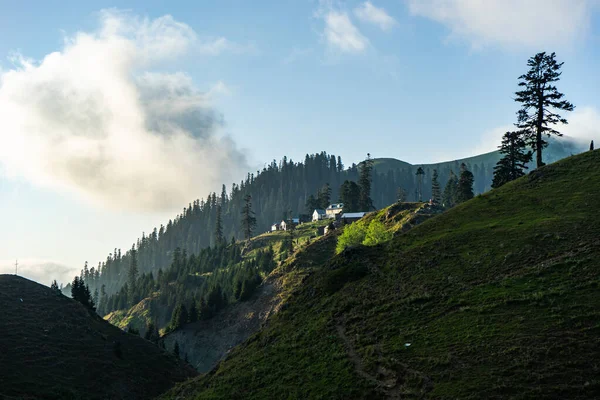 Scenic View Famous Georgian Resort Bakhmaro Mountain Range Clouds — Foto Stock