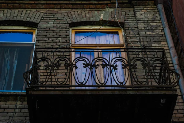 Decoratie Van Oude Huizen Het Centrum Van Tbilisi Hoofdstad Van — Stockfoto